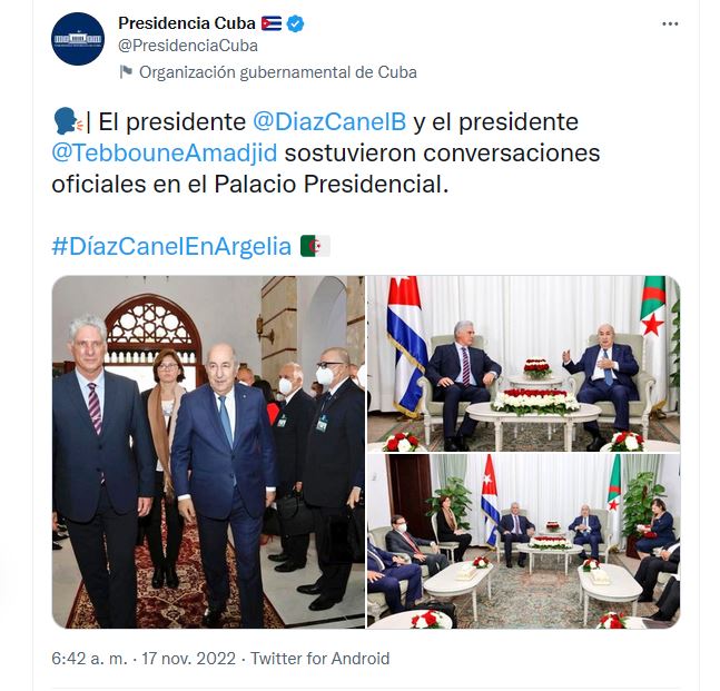 Amplia agenda de trabajo de Díaz-Canel en Argelia
