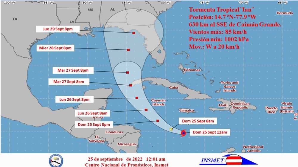 Tormenta tropical Ian se intensificará este domingo