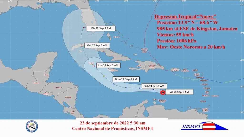 Aviso de ciclón tropical No. 1: Se forma la depresión tropical número nueve