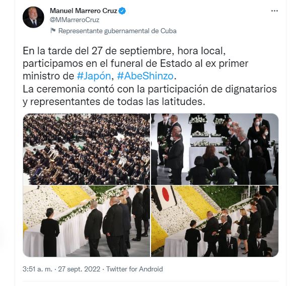 Primer Ministro cubano asiste a funerales de estado de Shinzo Abe