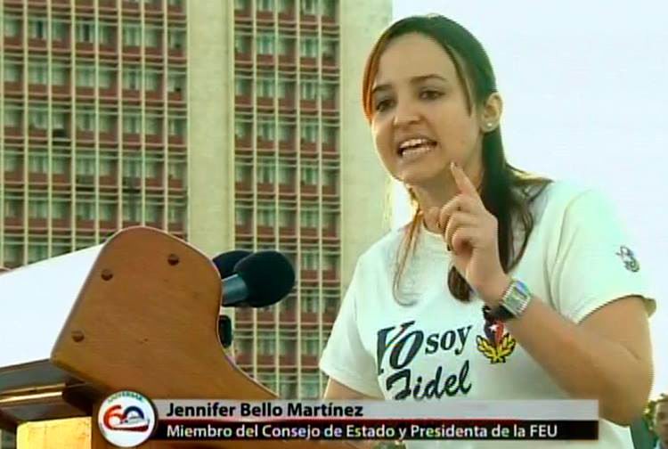 Las palabras centrales estuvieron a cargo de Jennifer Bello, miembro del Consejo de Estado y presidenta de la Federación Estudiantil Universitaria (FEU) Las palabras centrales estuvieron a cargo de Jennifer Bello, miembro del Consejo de Estado y presidenta de la Federación Estudiantil Universitaria (FEU)