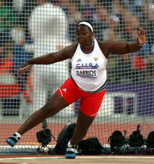 La cubana Yarelys Barrios ocupó el cuarto lugar en la final del Lanzamiento del disco, en las Olimpiadas de Londres 2012, en el estadio Olímpico, en Inglaterra, el 4 de agosto de 2012. Foto: Stu Forster.