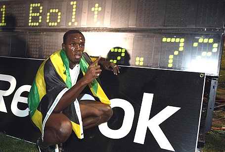 Usain Bolt. Record 9.72