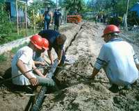 Trabajos en restauraci&oacute;n de Redes hidr&aacute;ulicas. Foto de archivo