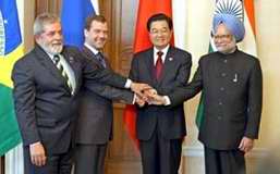Los l&iacute;deres del BRIC: Lula, Medvedev, Hu Jintao y Manmohan Singh