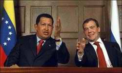 El presidente venezolano, Hugo Ch&aacute;vez, sostiene hoy conversaciones oficiales con su hom&oacute;logo ruso, Dmitri Medv&eacute;dev. Foto de archivo