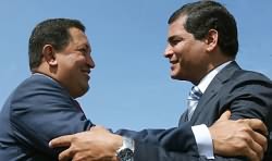 Hugo Ch&aacute;vez y Rafael Correa