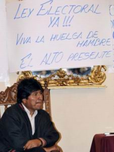 Presidente boliviano, Evo Morales en huelga de hambre