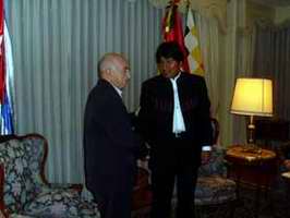 Evo Morales y Jos&eacute; Ram&oacute;n Machado Ventura