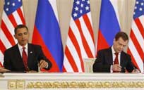 El presidente de Estados Unidos, Barack Obama, y el de Rusia, Dimitri Medvedev