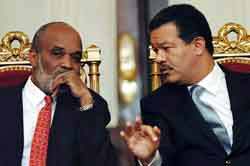 Ren&eacute; Preval, presidente de Hait&iacute; y Leonel Fern&aacute;ndes de Santo Domingo