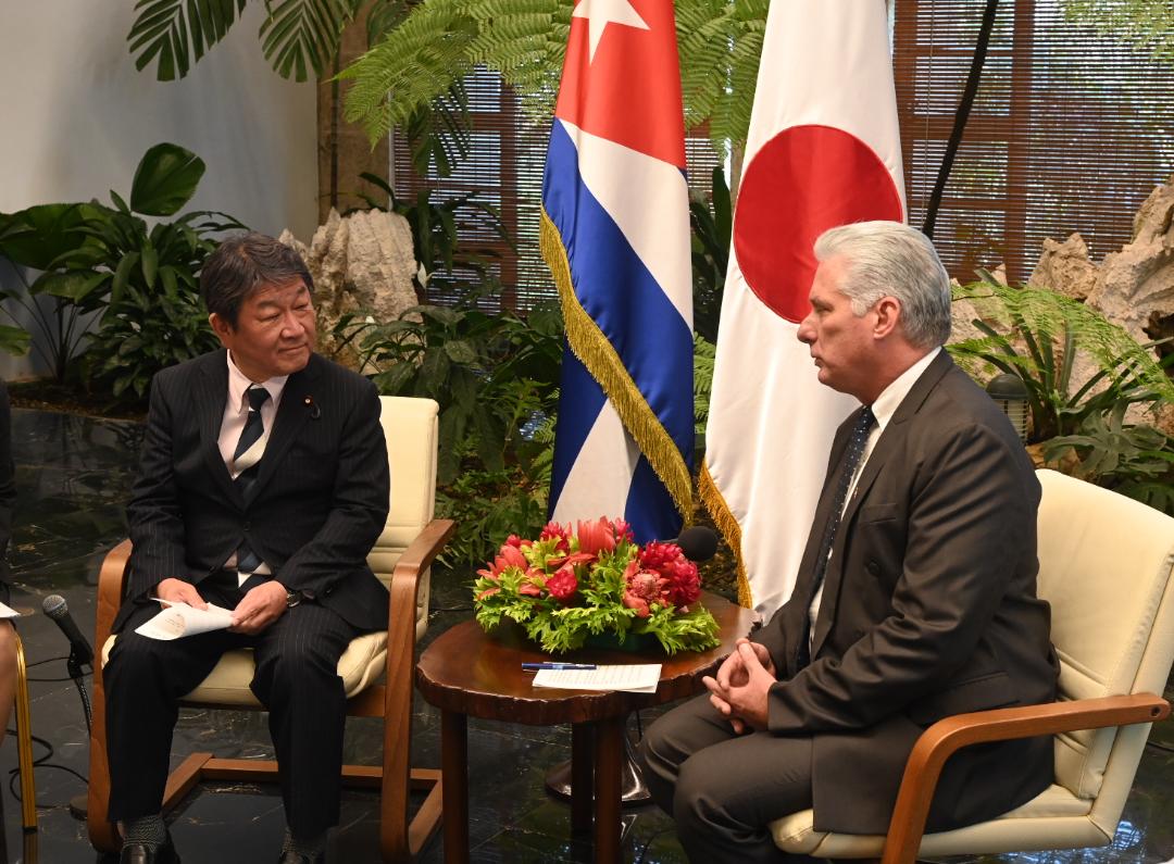 Recibimiento de Díaz-Canel a excanciller de Japón