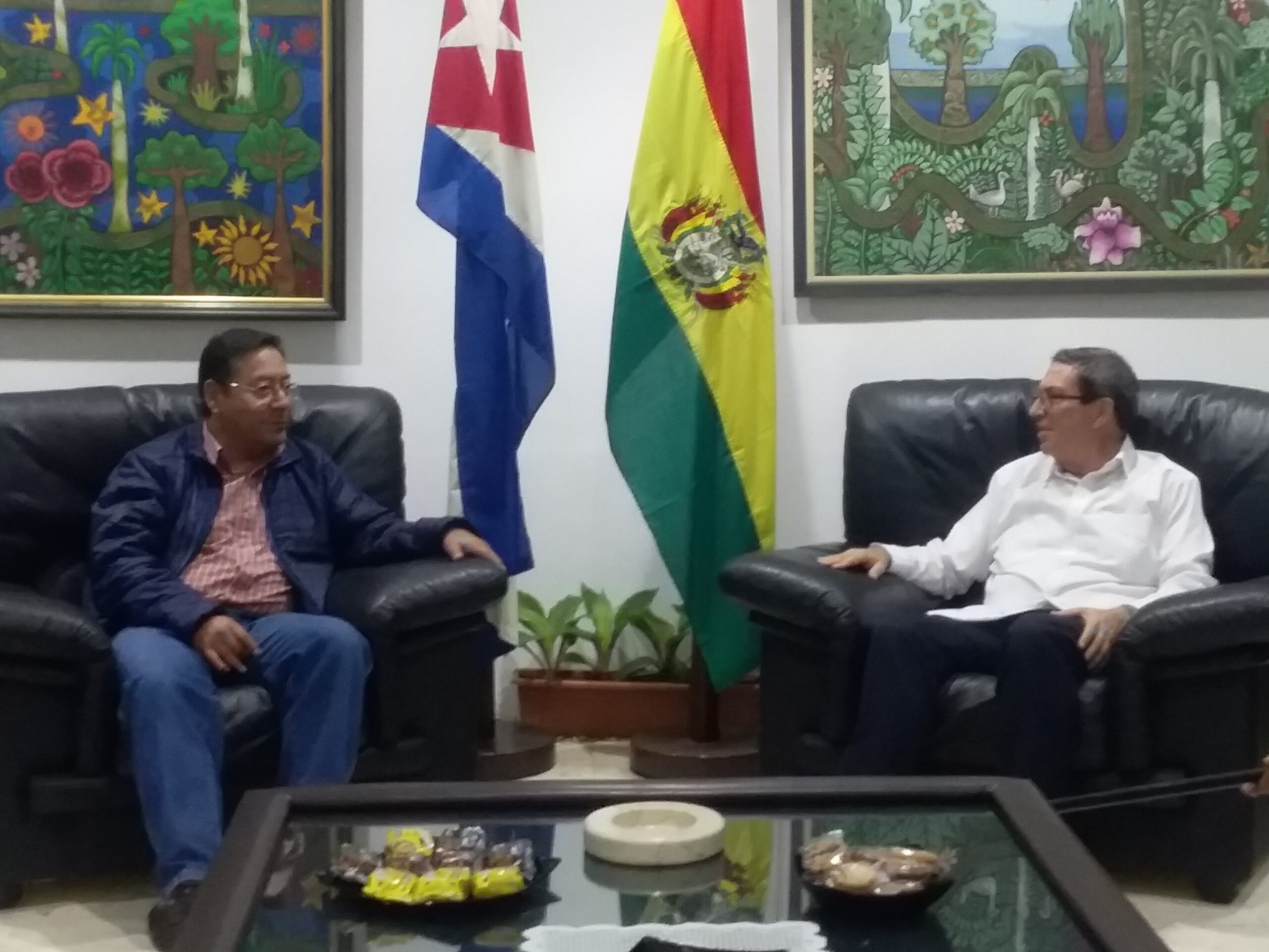 Luis Arce fue recibido por el canciller Bruno Rodríguez