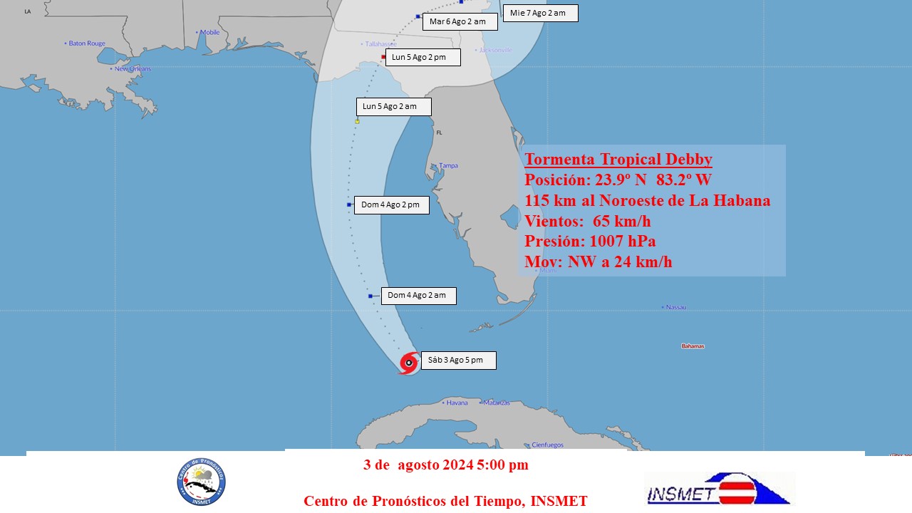 Cono tormenta tropical Debby