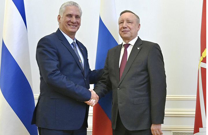 Díaz Canel y gobernador de San Petersburgo