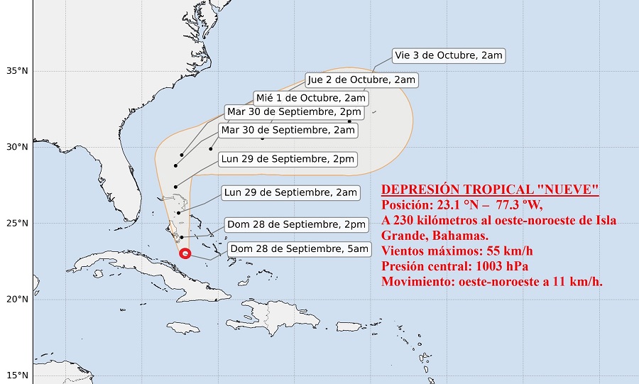 depresión tropical Nueve