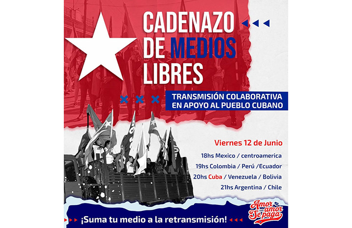 Medios y colectivos sociales del continente se unen en Cadenazo por Cuba