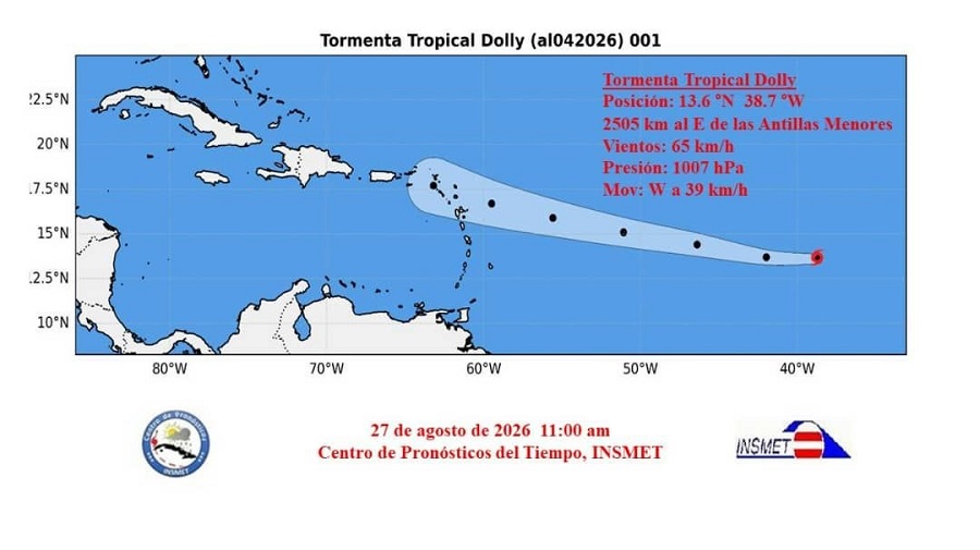 Se forma la tormenta tropical Dolly en el Atlántico central tropical